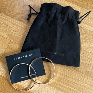 NEW! Jenny Bird Rose silver large Metal Hoop Earrings